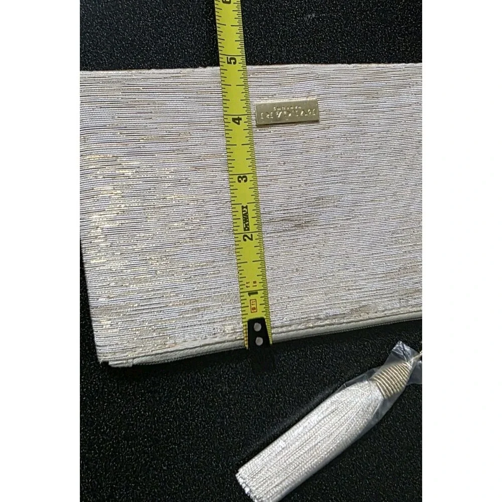 New BVLGARI Parfums Cosmetic Pouch‎ Clutch Gold Lurex Tassel Charm Make Up Bag